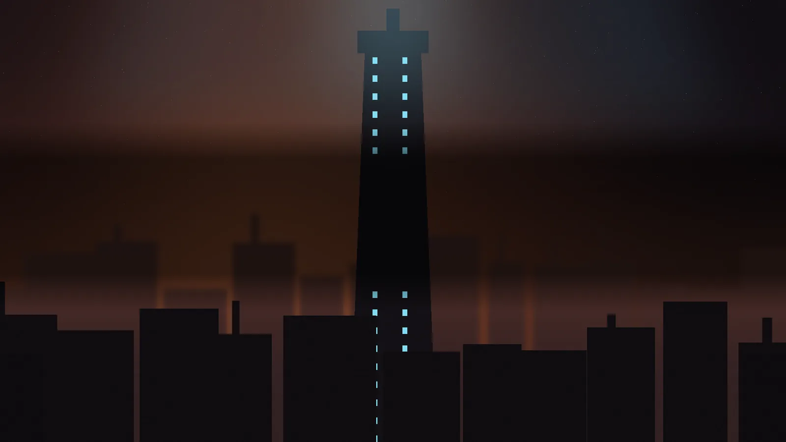 A dark city skyline under the glow of the Nexus